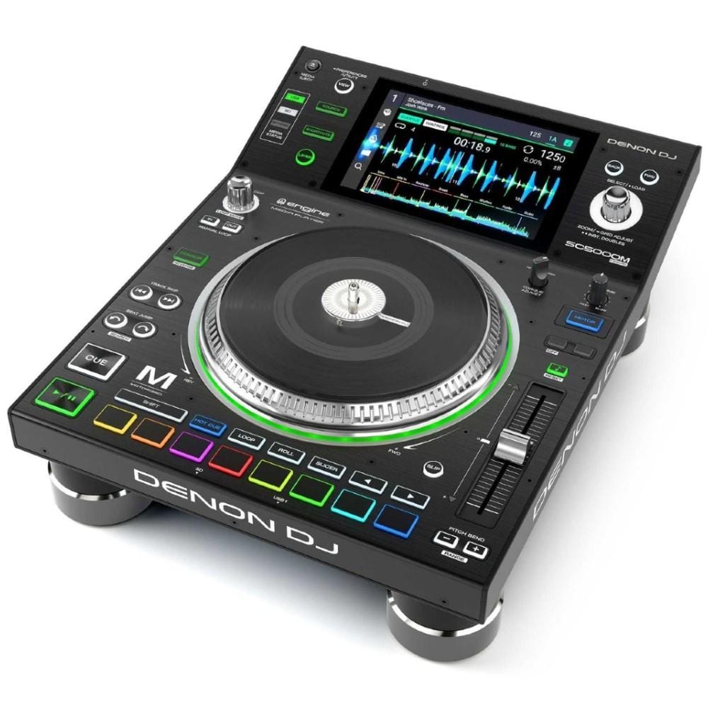 denon dj controller interfaces denon dj sc5000m prime professional dj media player with motorized platter and 7 inch multi-touch display