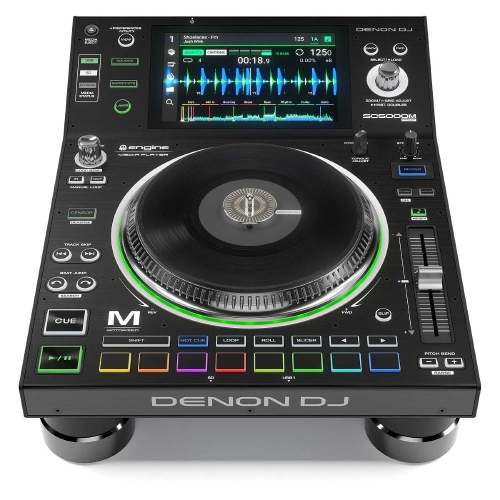 denon dj controller interfaces denon dj sc5000m prime professional dj media player with motorized platter and 7 inch multi-touch display