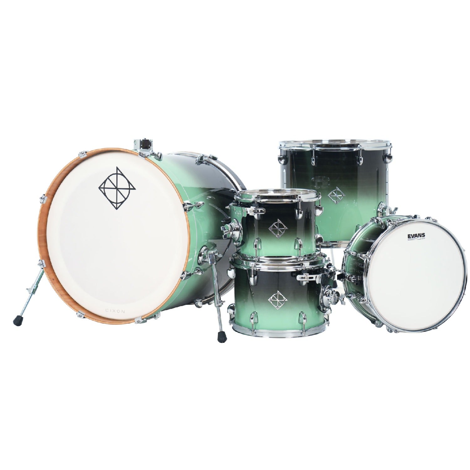 Dixon Acoustic Drum Kits Green Ice Fade Dixon Fuse 5 Piece Maple Gloss Acoustic Drum Kit