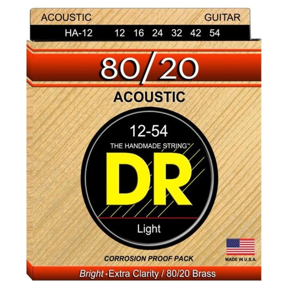 dr acoustic guitar strings dr strings ha-12 80/20 acoustic guitar strings- light 12-54