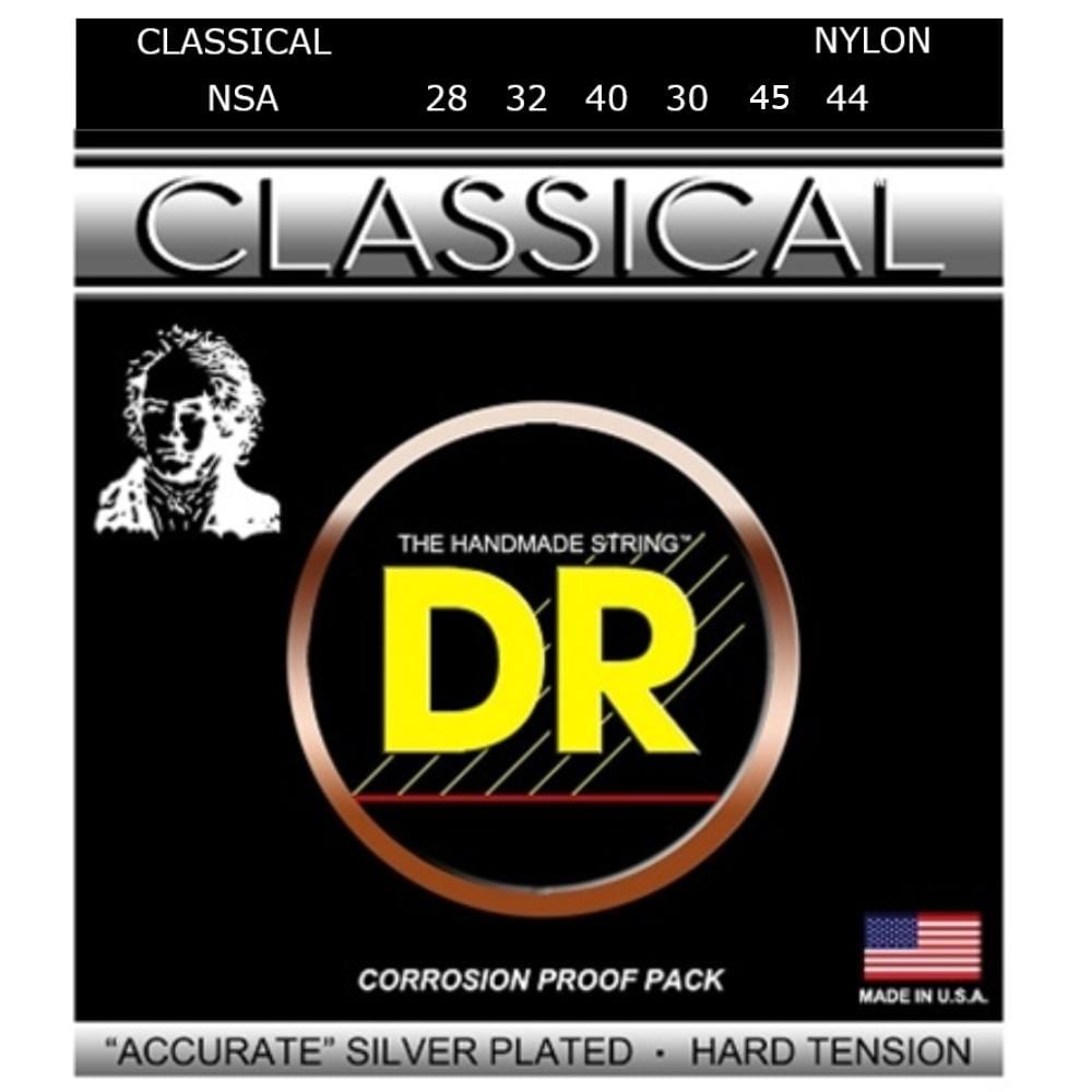 dr classical guitar strings dr strings nsa silver plated hard tension nylon strings