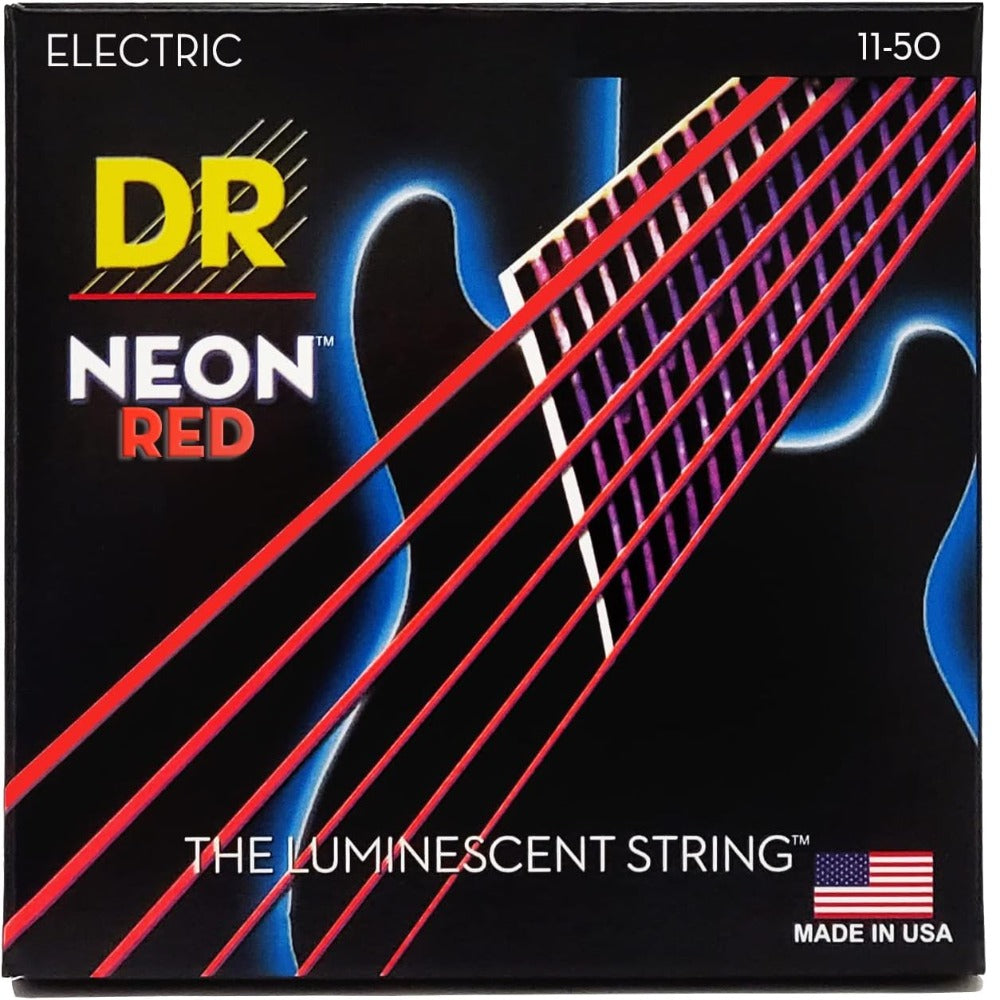 DR Electric Guitar Strings DR NRE11 Neon Hi-Def Red Coated Electric Guitar String - 10-50