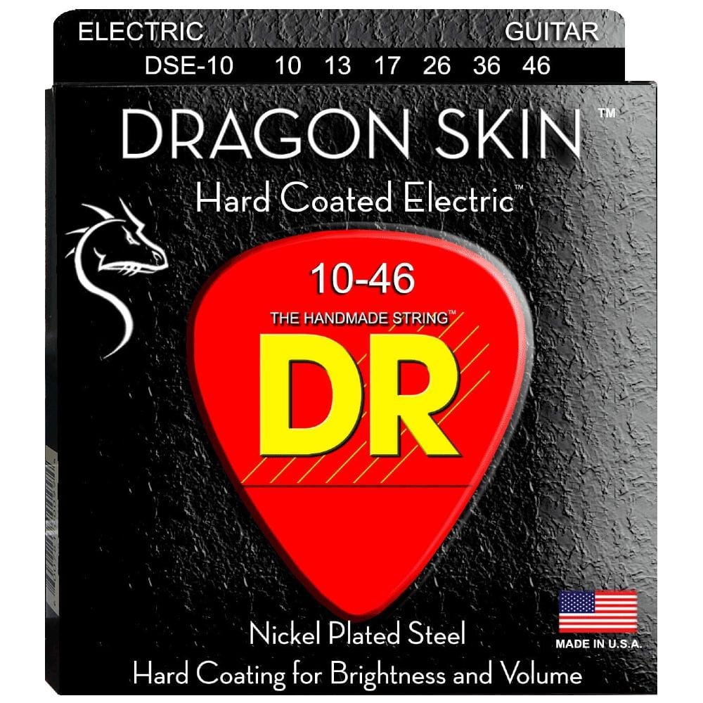 dr electric guitar strings dr strings dse-10 dragon skin medium electric guitar strings pack of 2
