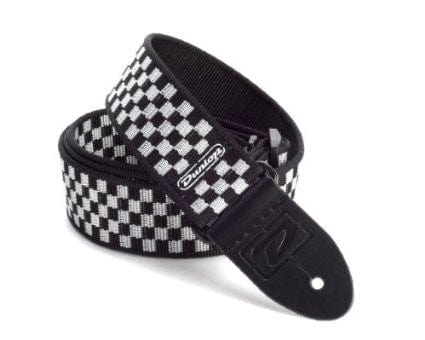 dunlop guitar straps dunlop d3831bk black & white checkered strap