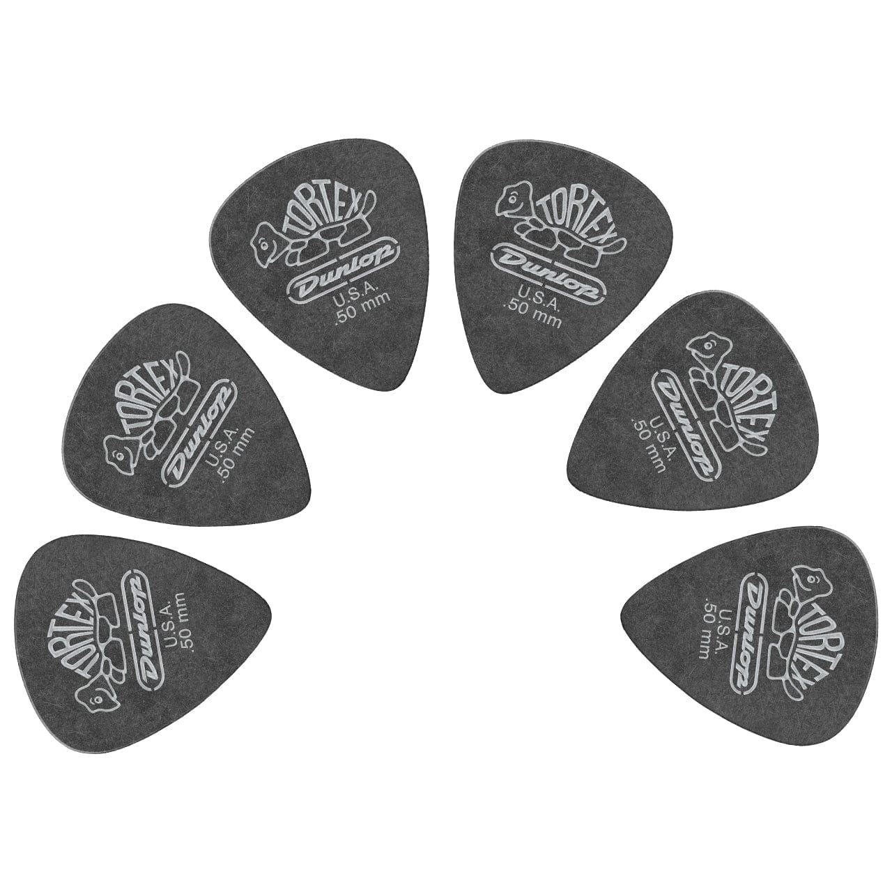 dunlop picks 0.50 mm dunlop 482r tortex pitch black jazz guitar picks - set of 6