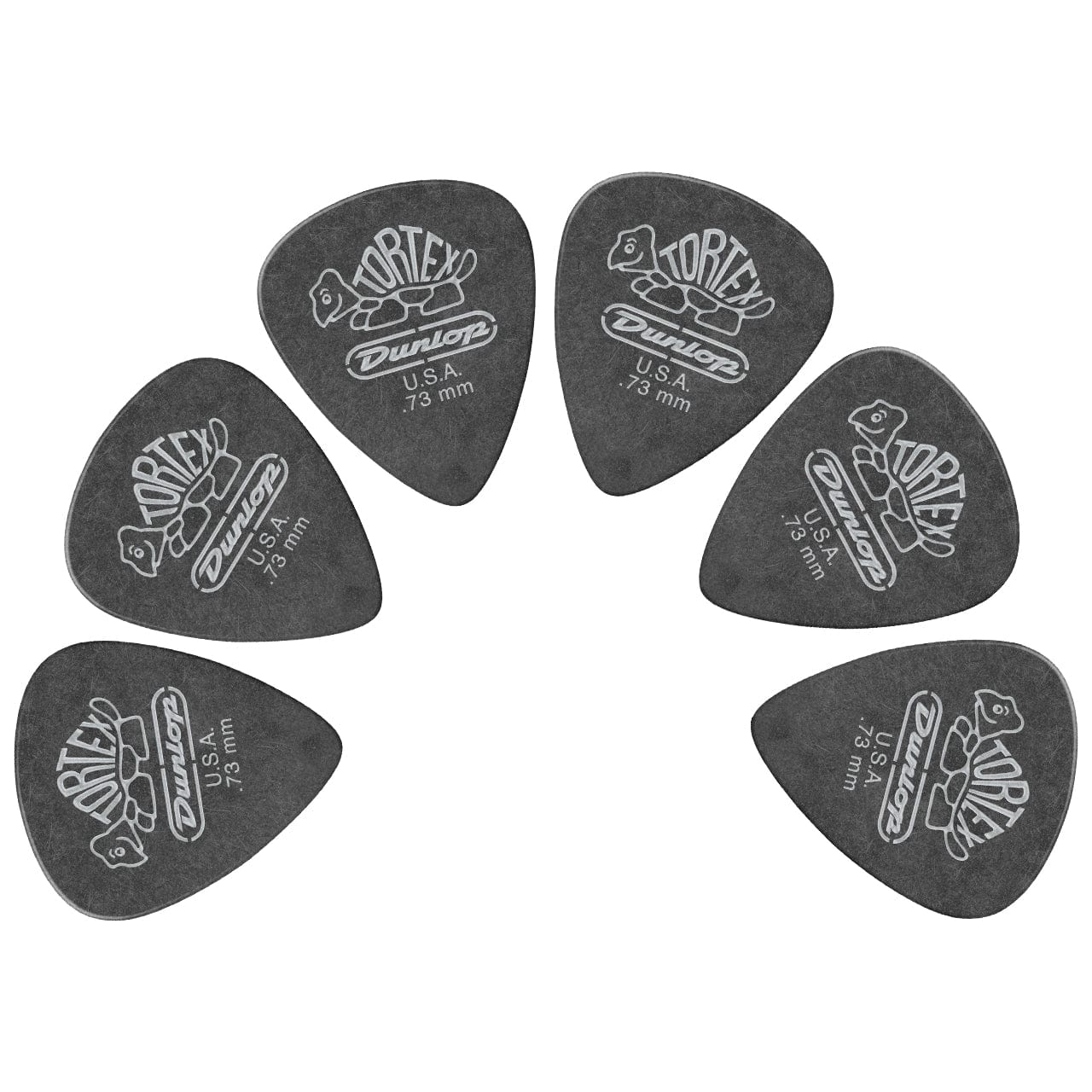 dunlop picks 0.73 mm dunlop 482r tortex pitch black jazz guitar picks - set of 6 #gauge_0.73-mm