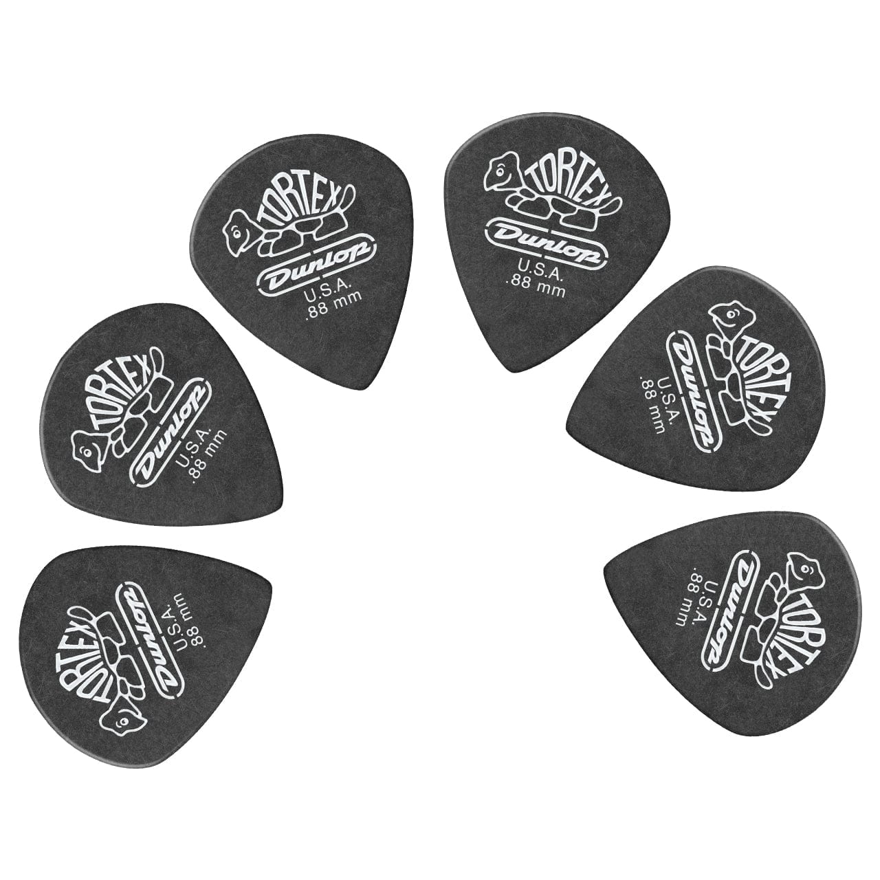 dunlop picks 0.88 dunlop 482r tortex pitch black jazz guitar picks - set of 6 #gauge_0.88