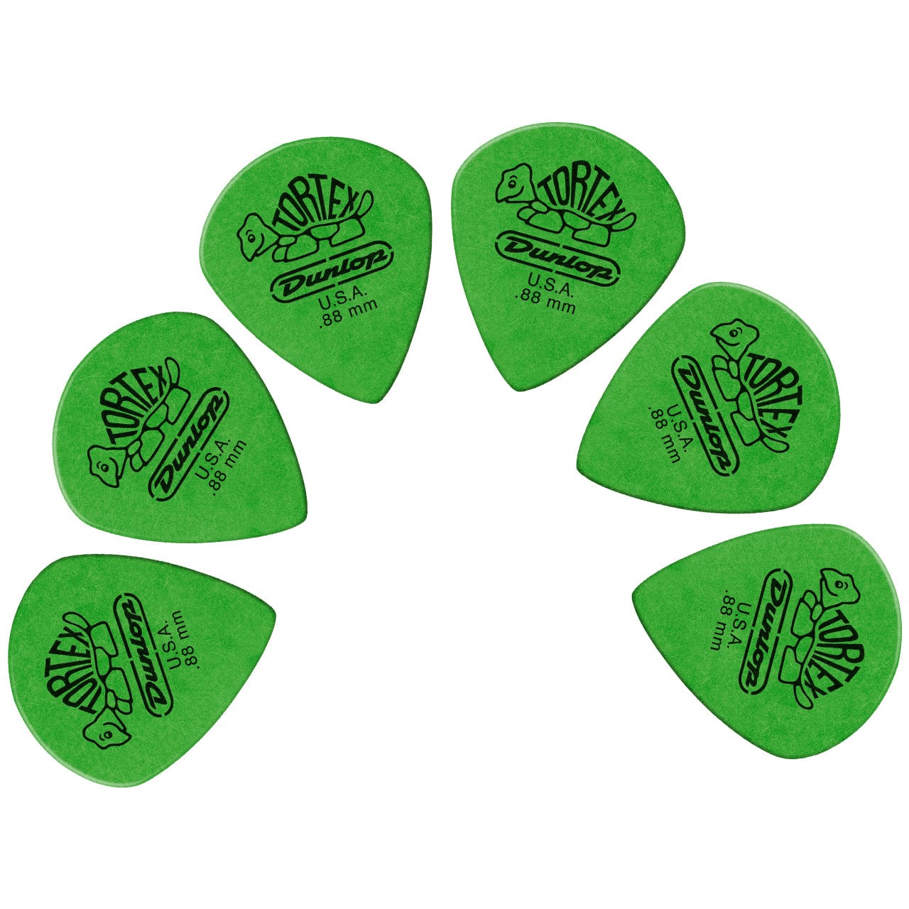 dunlop picks 0.88mm dunlop 498p tortex jazz iii xl guitar picks - green - pack of 6