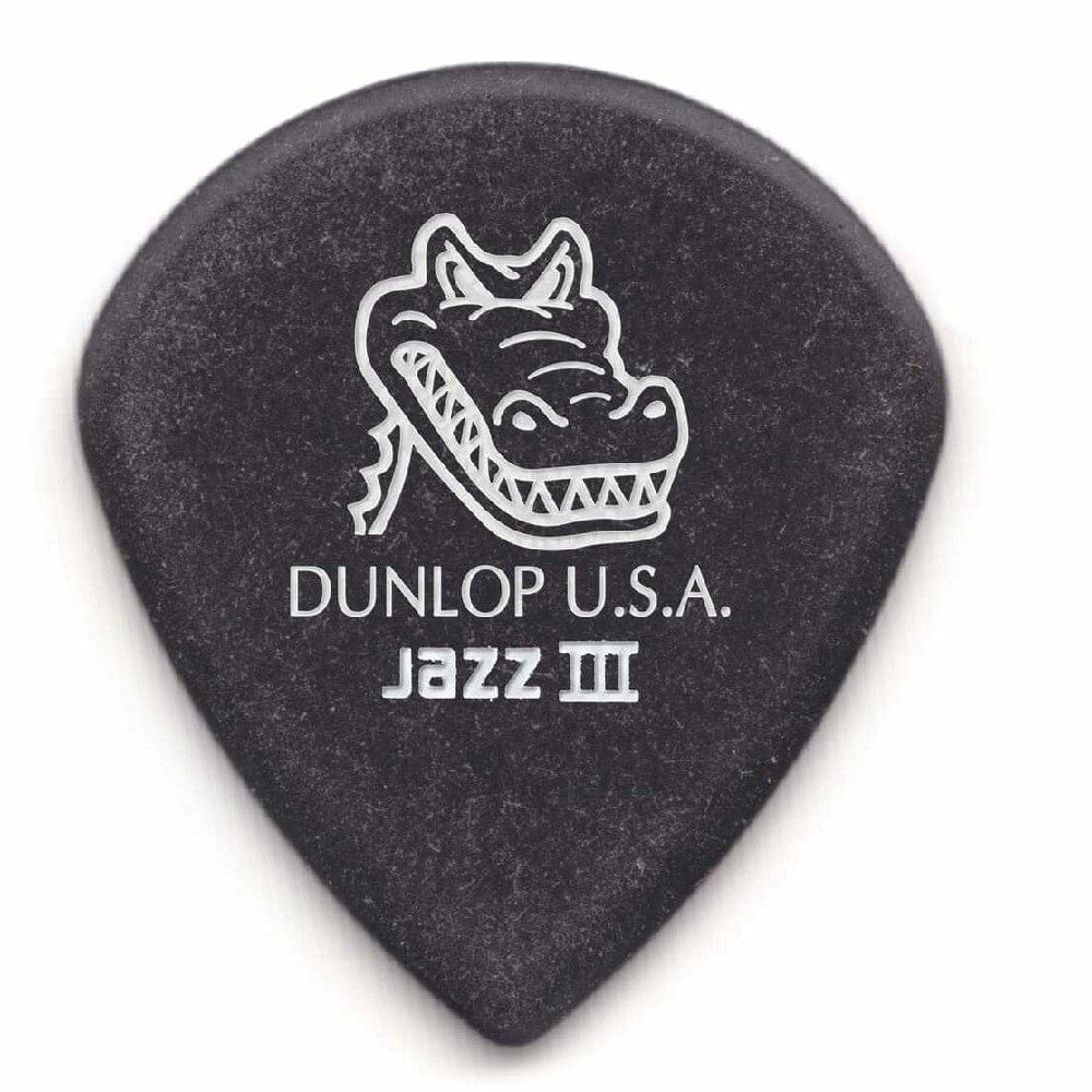 dunlop picks black dunlop 571p140 gator grip jazz iii guitar pick - pack of 6