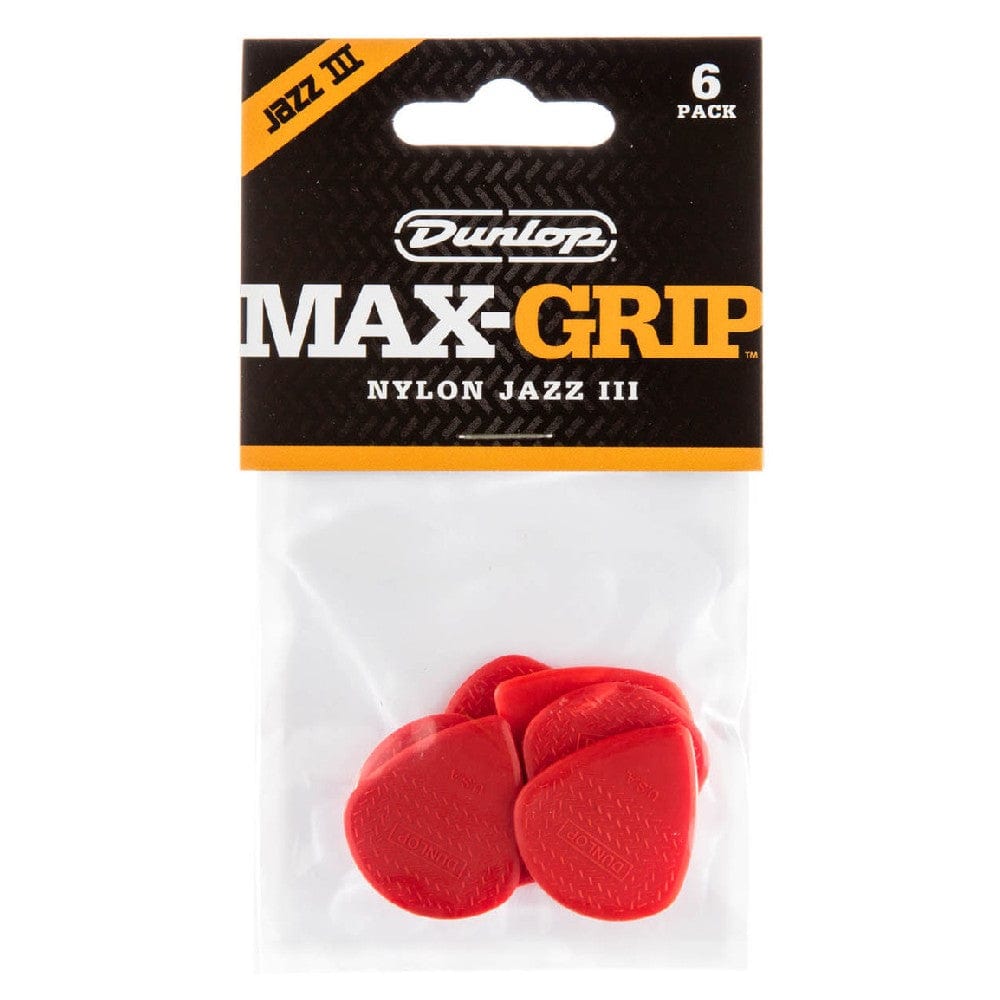 dunlop picks dunlop 471r3n nylon max grip jazz iii guitar picks - pack of 6