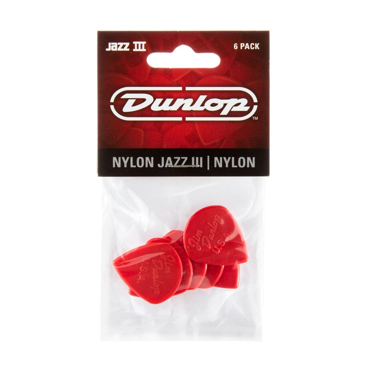 dunlop picks dunlop 47r3n jazz iii stiffo nylon guitar pick- pack of 6