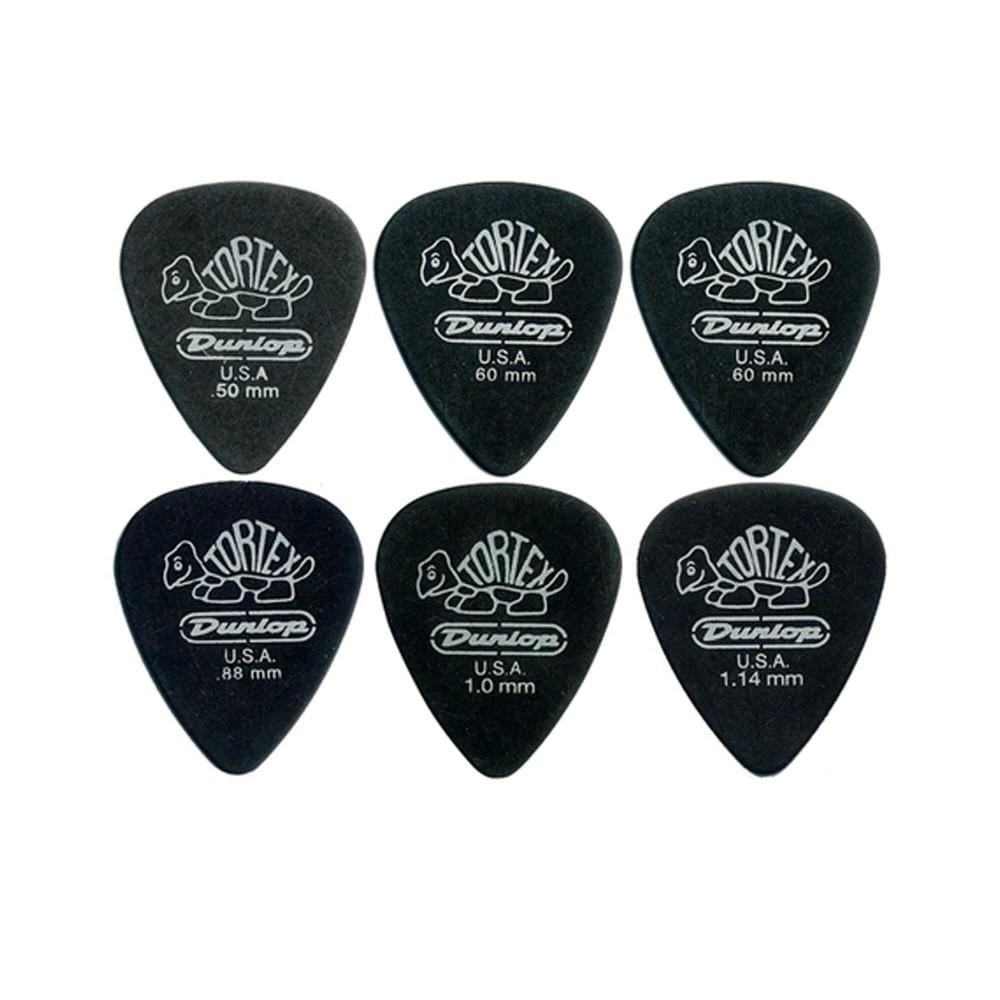 dunlop picks dunlop 4880 pitch black tortex standard picks- pack of 6