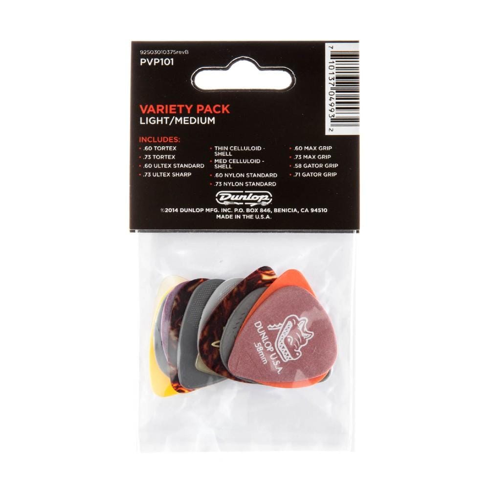 dunlop picks dunlop pvp101 variety pack guitar picks- pack of 12