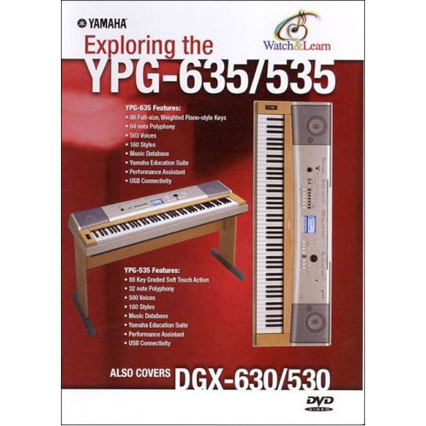 dvd-cd & books piano keyboard instruction yamaha ypg-635/535 watch & learn dvd
