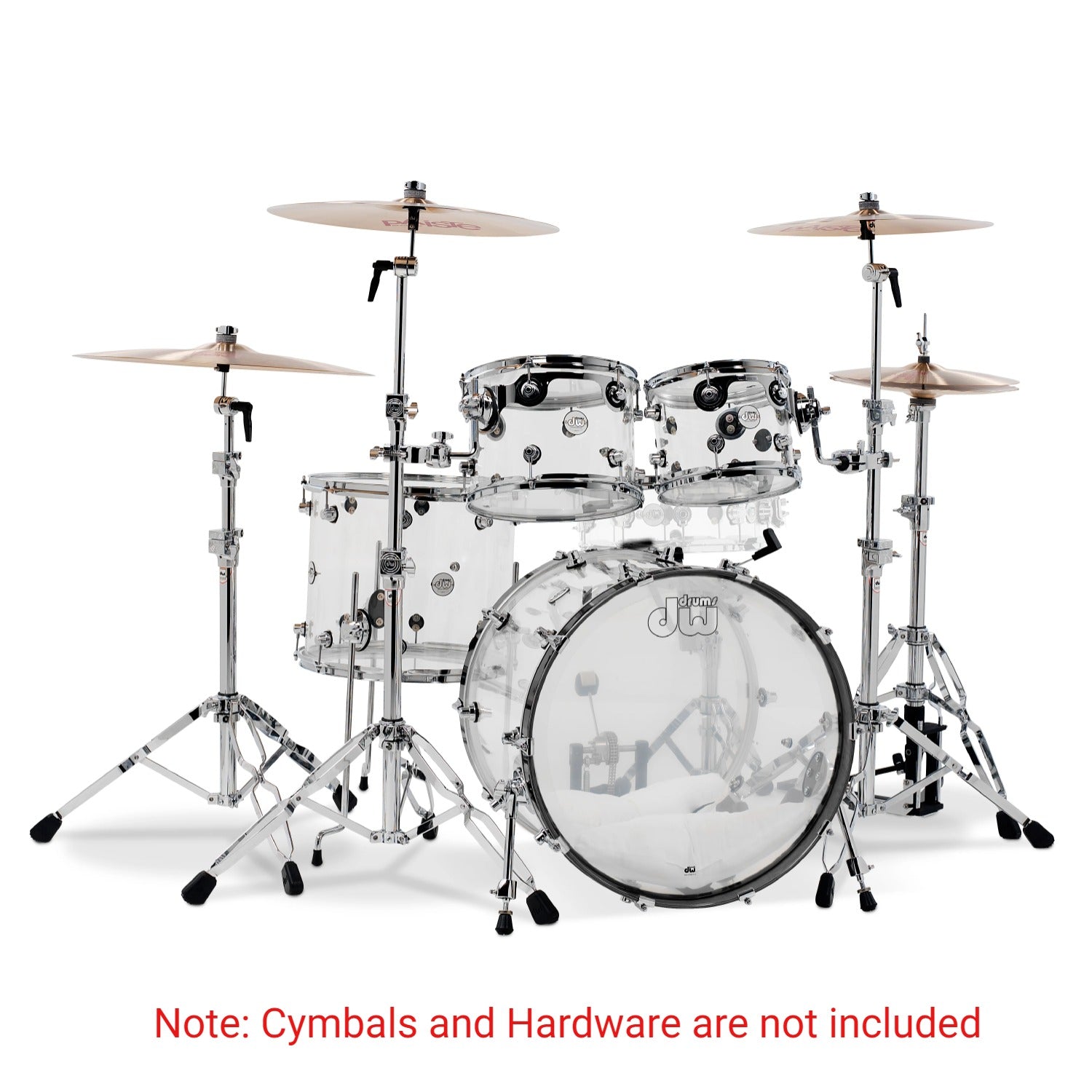 Dw Drum Workshop Acoustic Drum Kits Clear Acrylic Dw Drum Workshop Design Series Acrylic 4-Piece Shell Pack Acoustic Drum Kits