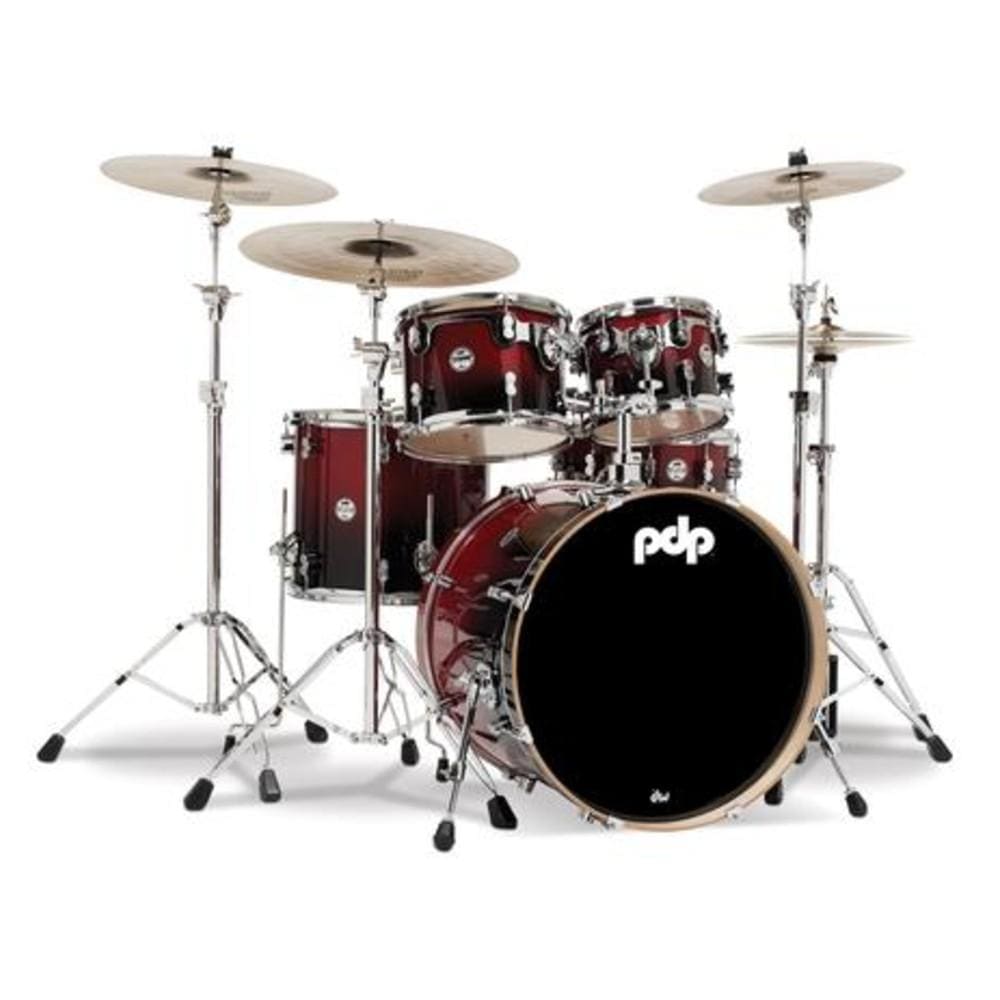 dw drum workshop acoustic drum kits dw drum workshop pdcb2215cb pdp 5-peice concept maple acoustic drum set- cherry to black fade