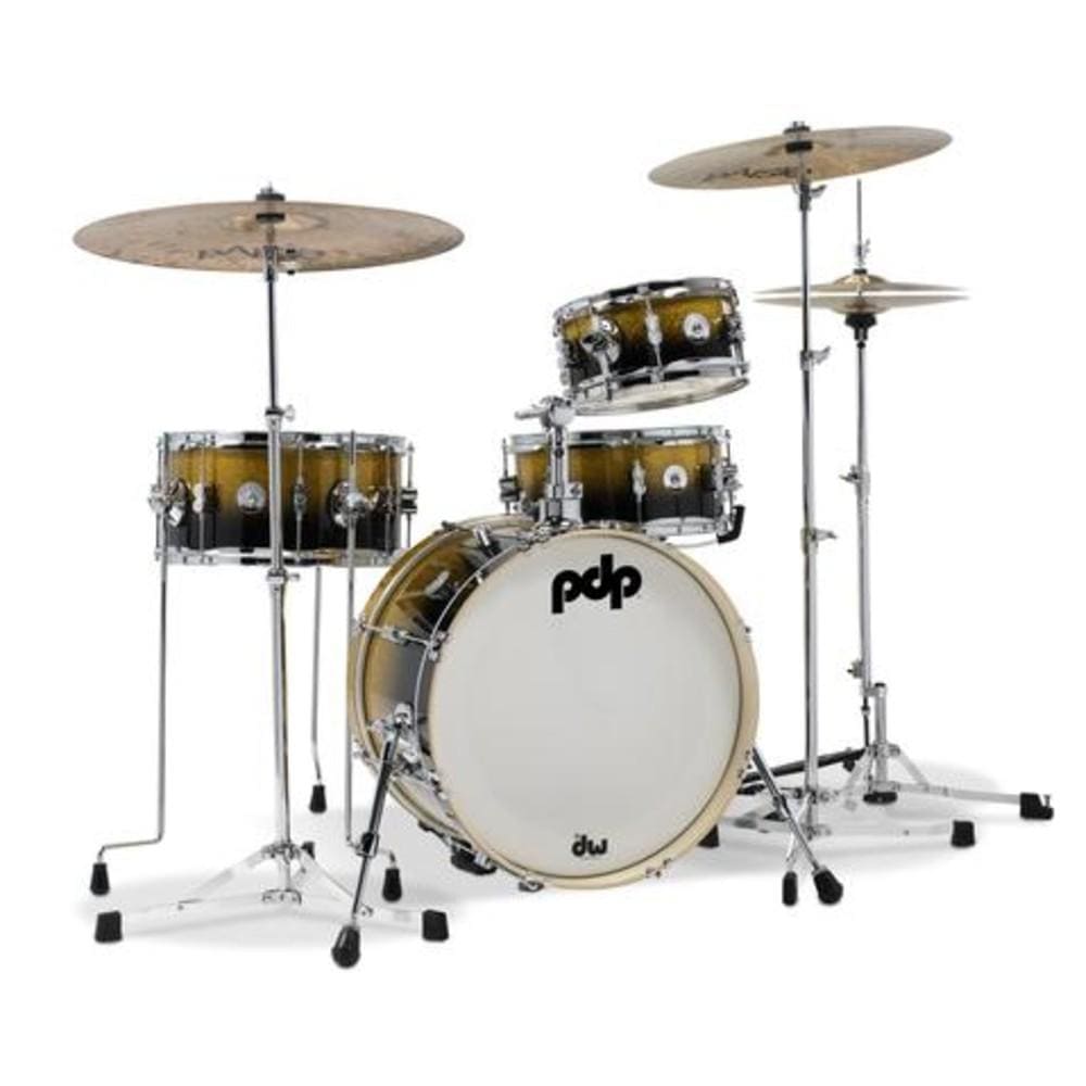 dw drum workshop acoustic drum kits dw drum workshop pddj1804ybpk pdp 4-piece daru jones new yorker acoustic drum set with bag- gold to black