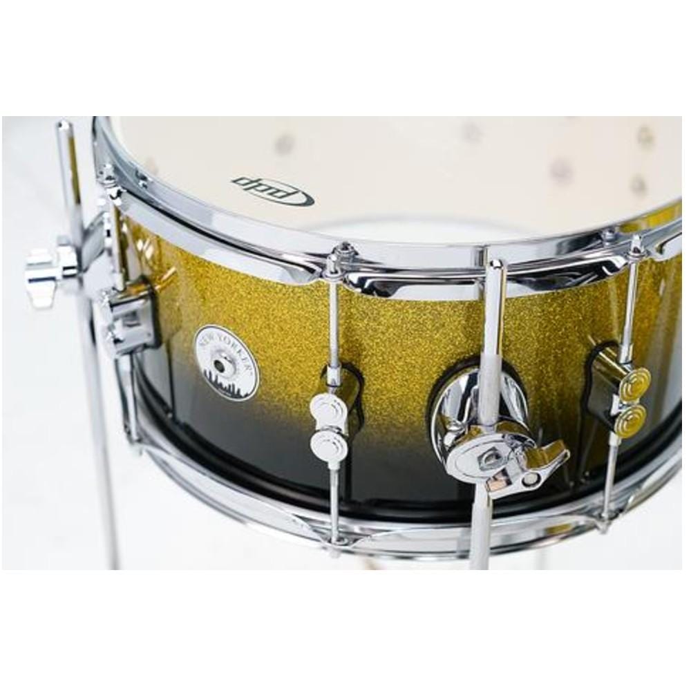 dw drum workshop acoustic drum kits dw drum workshop pddj1804ybpk pdp 4-piece daru jones new yorker acoustic drum set with bag- gold to black