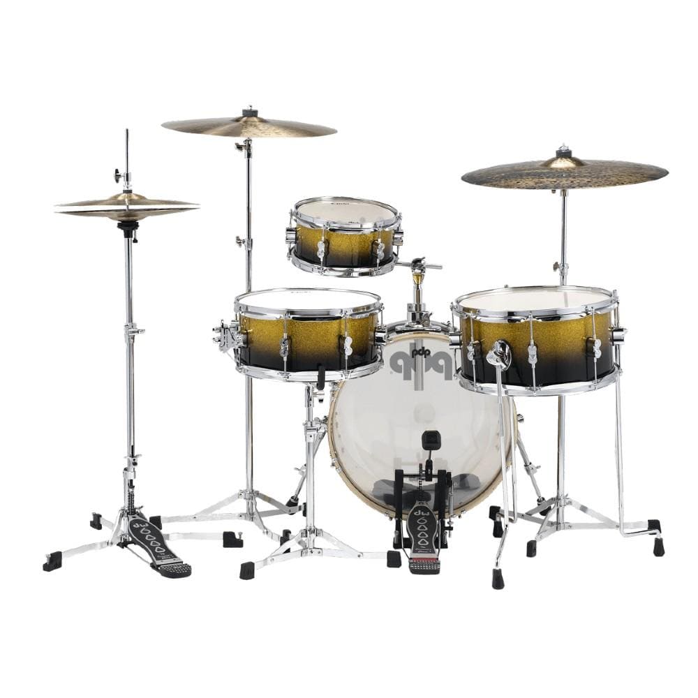 dw drum workshop acoustic drum kits dw drum workshop pddj1804ybpk pdp 4-piece daru jones new yorker acoustic drum set with bag- gold to black