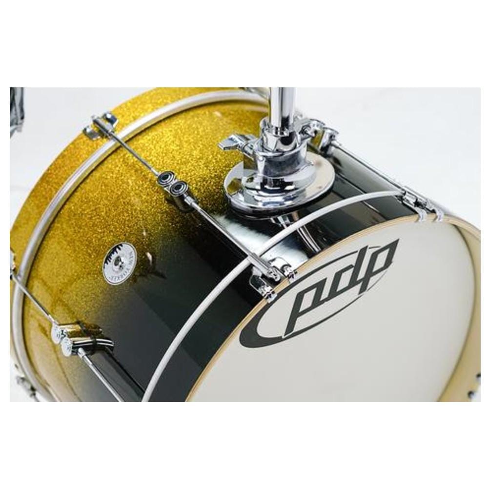 dw drum workshop acoustic drum kits dw drum workshop pddj1804ybpk pdp 4-piece daru jones new yorker acoustic drum set with bag- gold to black