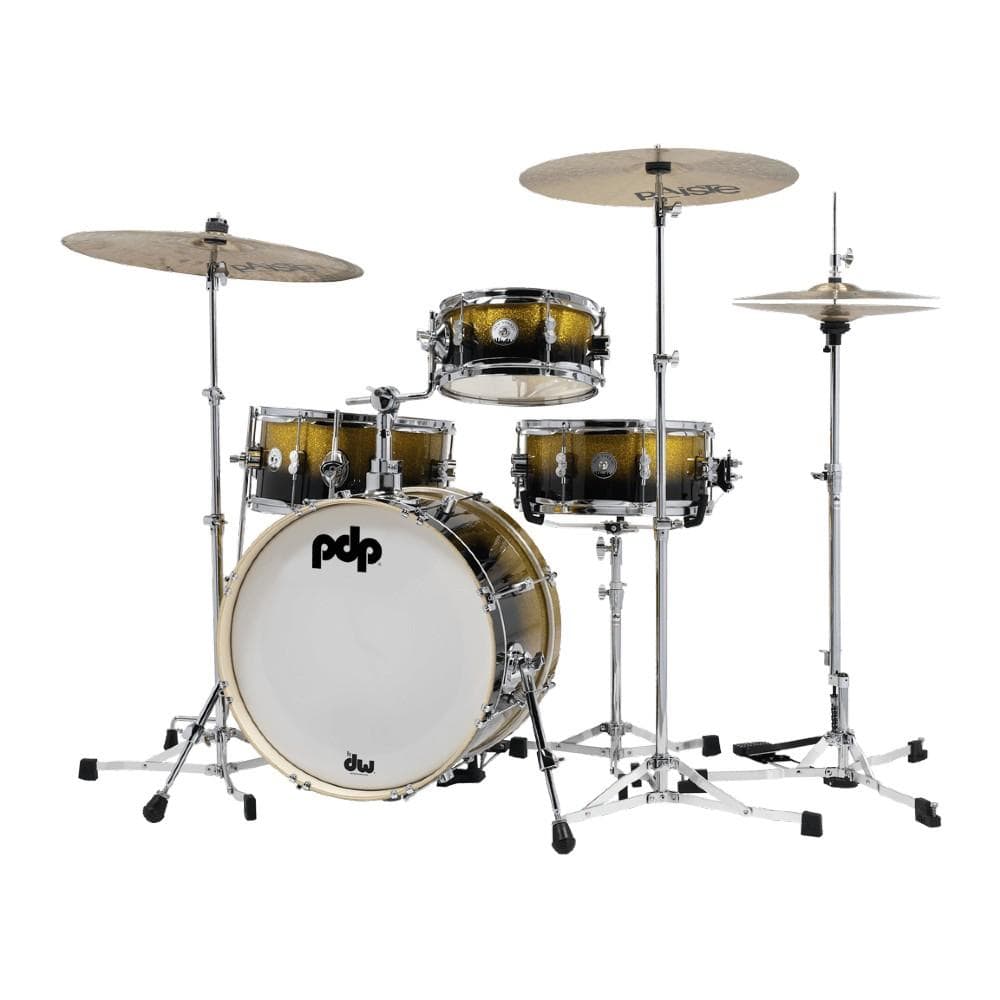 dw drum workshop acoustic drum kits dw drum workshop pddj1804ybpk pdp 4-piece daru jones new yorker acoustic drum set with bag- gold to black