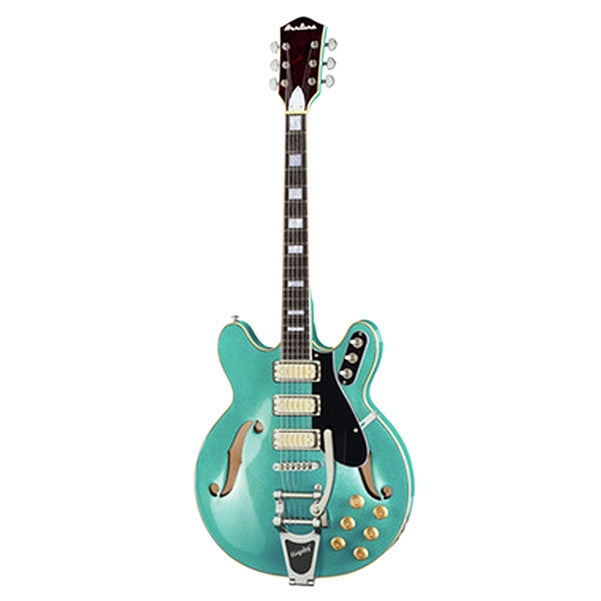 eastwood guitars hollow & semi-hollow electric guitars metallic blue eastwood guitars airline h78 semi hollow electric guitar #color_metallic-blue