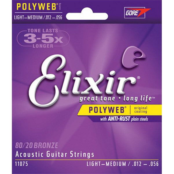 elixir acoustic guitar strings elixir 11075 acoustic guitar strings - polyweb, light-medium