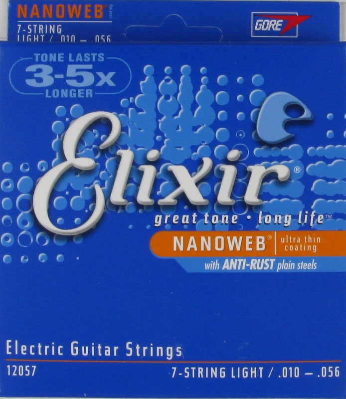 elixir electric guitar strings elixir 12057 nanoweb light 7-string electric guitar strings