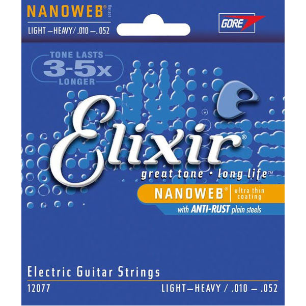 elixir electric guitar strings elixir 12077 nanoweb electric guitar strings, (.010 - .052)