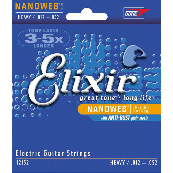 elixir electric guitar strings elixir nanoweb heavey .012 - .052 electric guitar strings