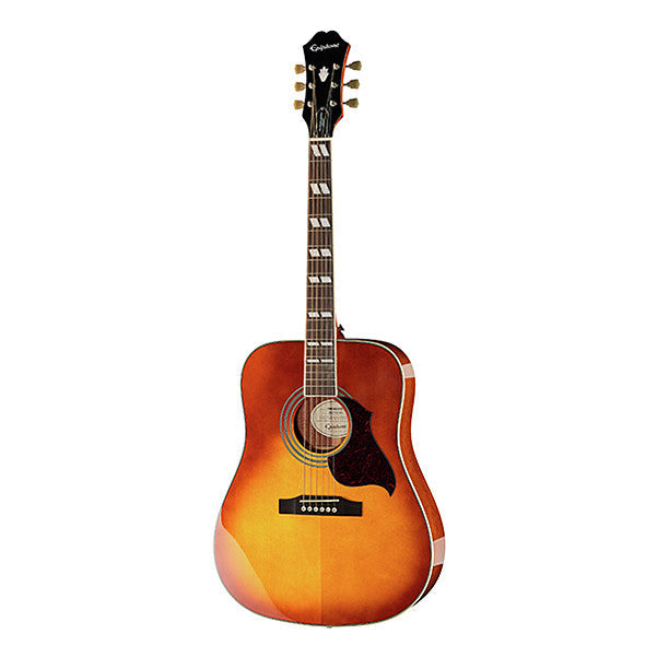 epiphone acoustic guitars epiphone hummingbird artist dreadnought acoustic guitar - honeyburst