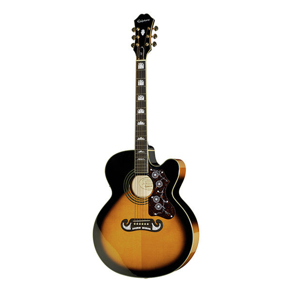 epiphone electro acoustic guitars epiphone ej-200ce cutaway electro acoustic guitar - vintage sunburst