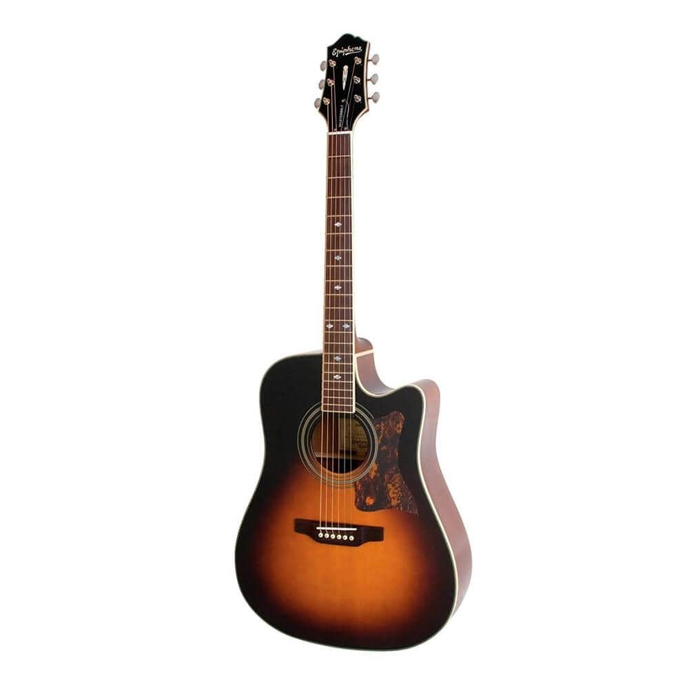 epiphone electro acoustic guitars epiphone masterbilt dr-500mce electro acoustic guitar- vintage sunburst