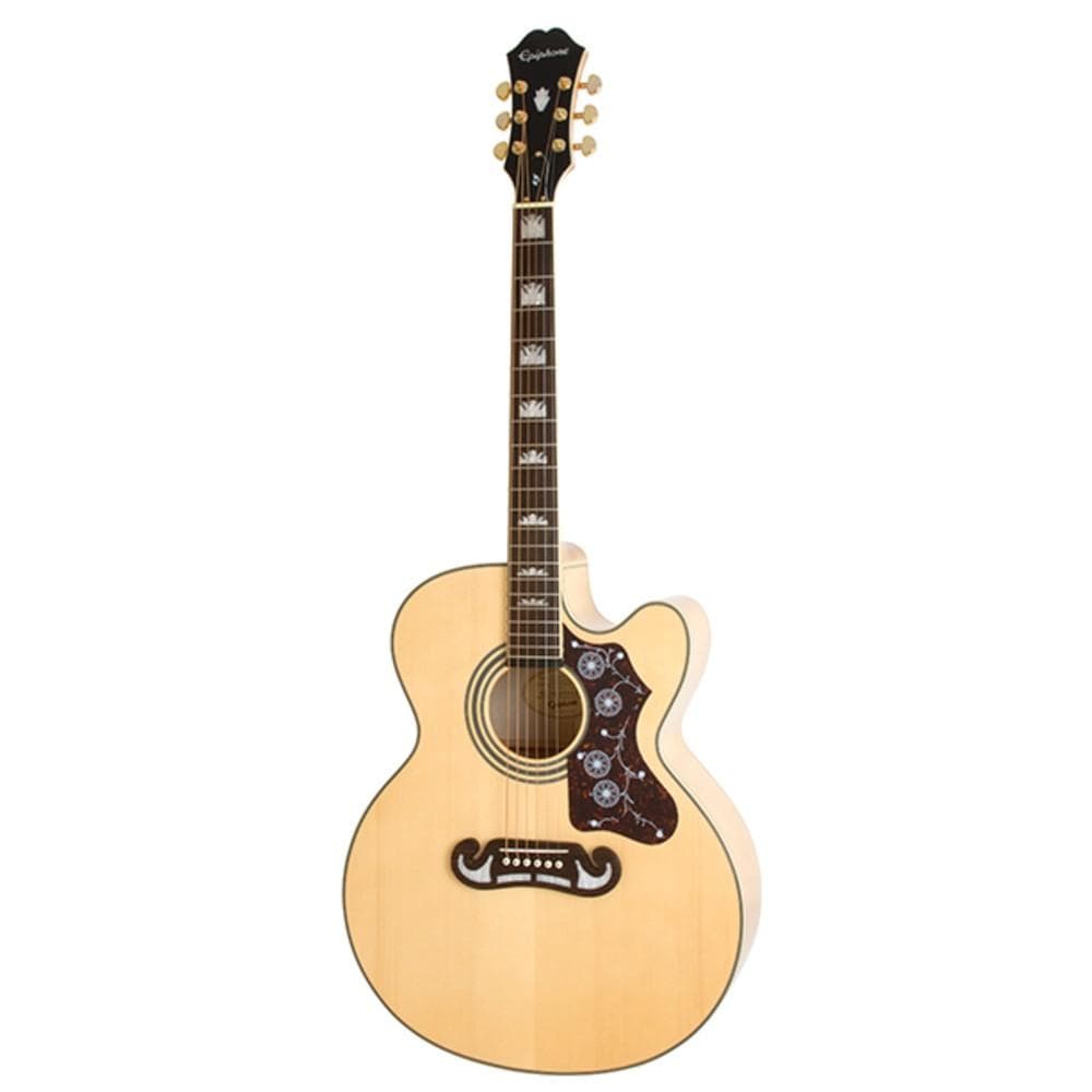 epiphone electro acoustic guitars vintage natural epiphone j-200 ec studio 6 string electro acoustic guitar #color_vintage-natural