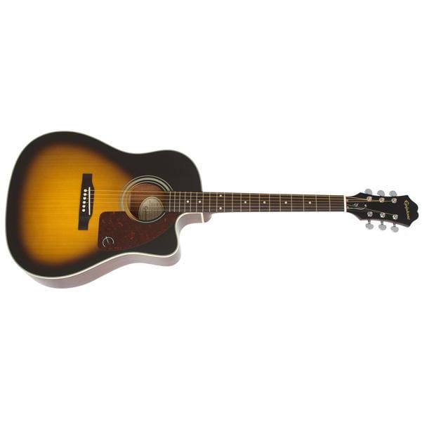 epiphone electro acoustic guitars vintage sunburst epiphone j-15 ec deluxe outfit 6-string electro acoustic guitar with hard case #color_vintage-sunburst