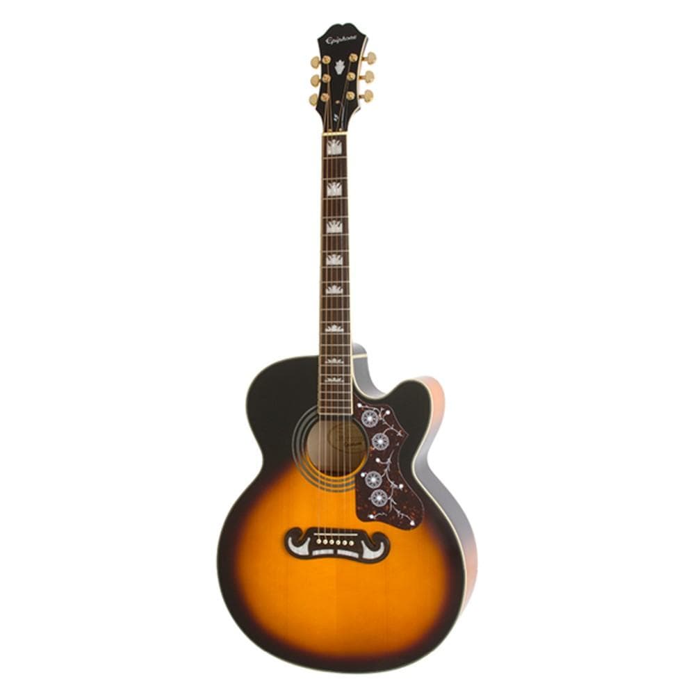 epiphone electro acoustic guitars vintage sunburst epiphone j-200 ec studio 6 string electro acoustic guitar #color_vintage-sunburst