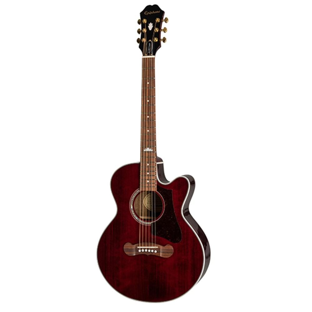 epiphone electro acoustic guitars wine red epiphone ej-200 coupe j-200 ec studio parlor electro acoustic guitar #color_wine-red