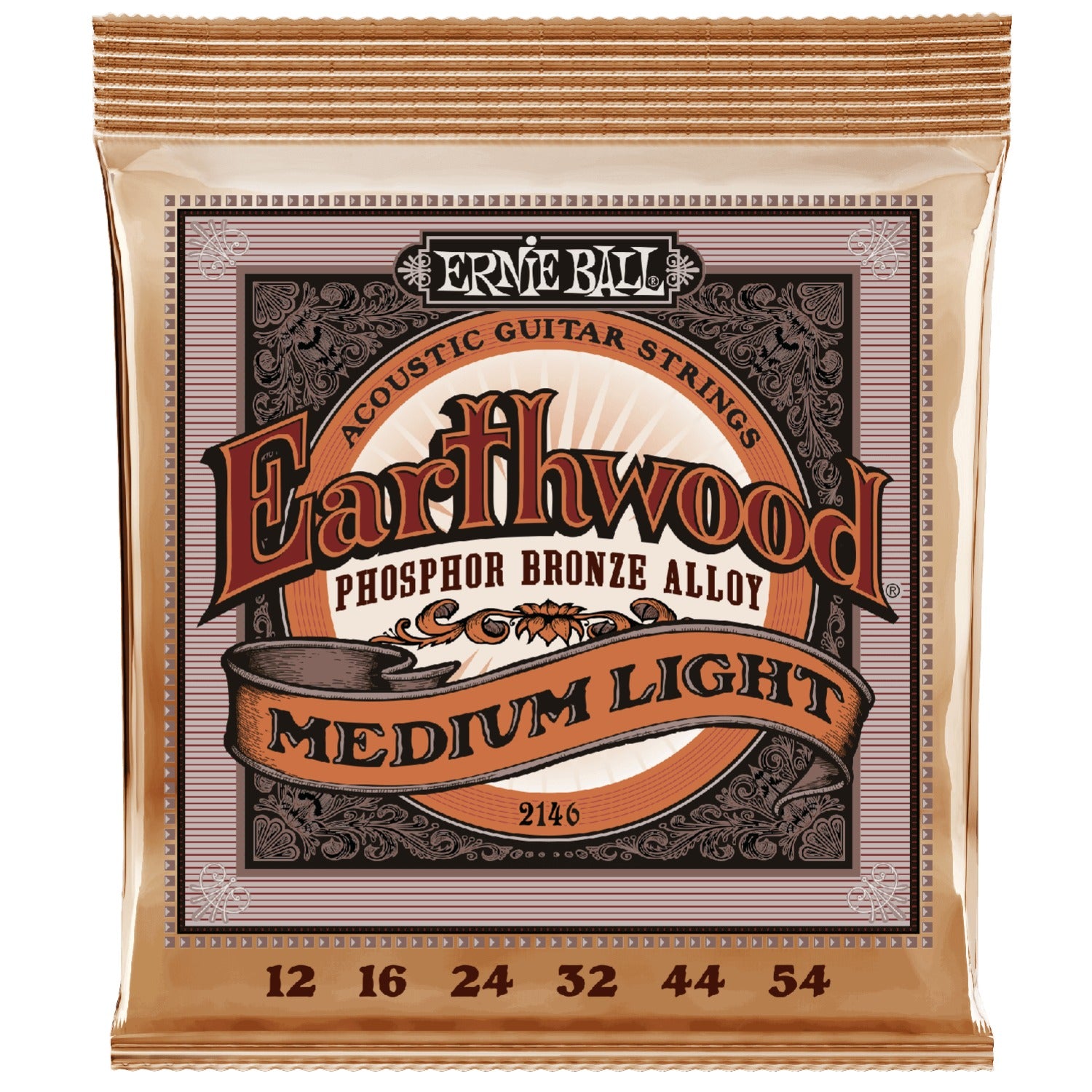Ernie Ball Acoustic Guitar Strings Ernie Ball 2146 Medium Light Earthwood Phosphor Bronze Acoustic Strings - .012-.054