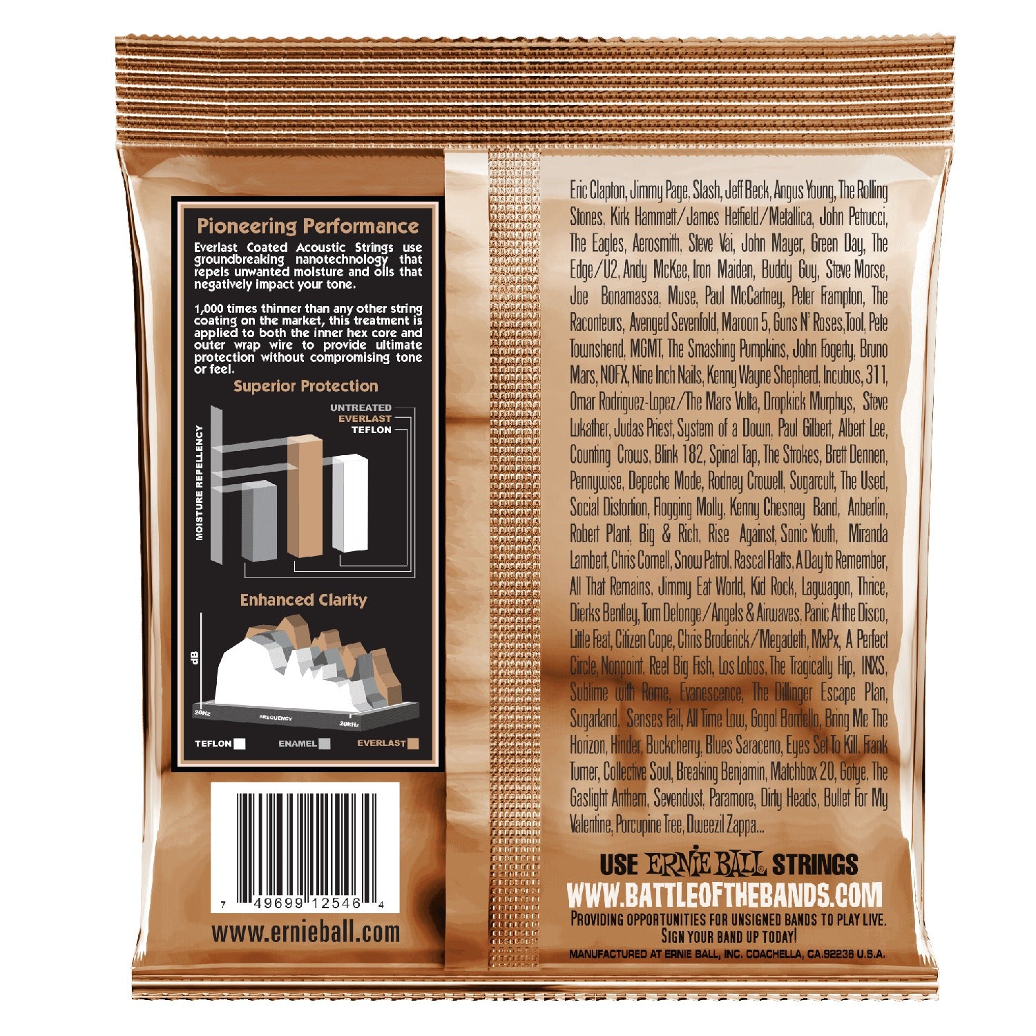 Ernie Ball Acoustic Guitar Strings Ernie Ball Everlast Coated Phosphor Bronze Acoustic Guitar Strings