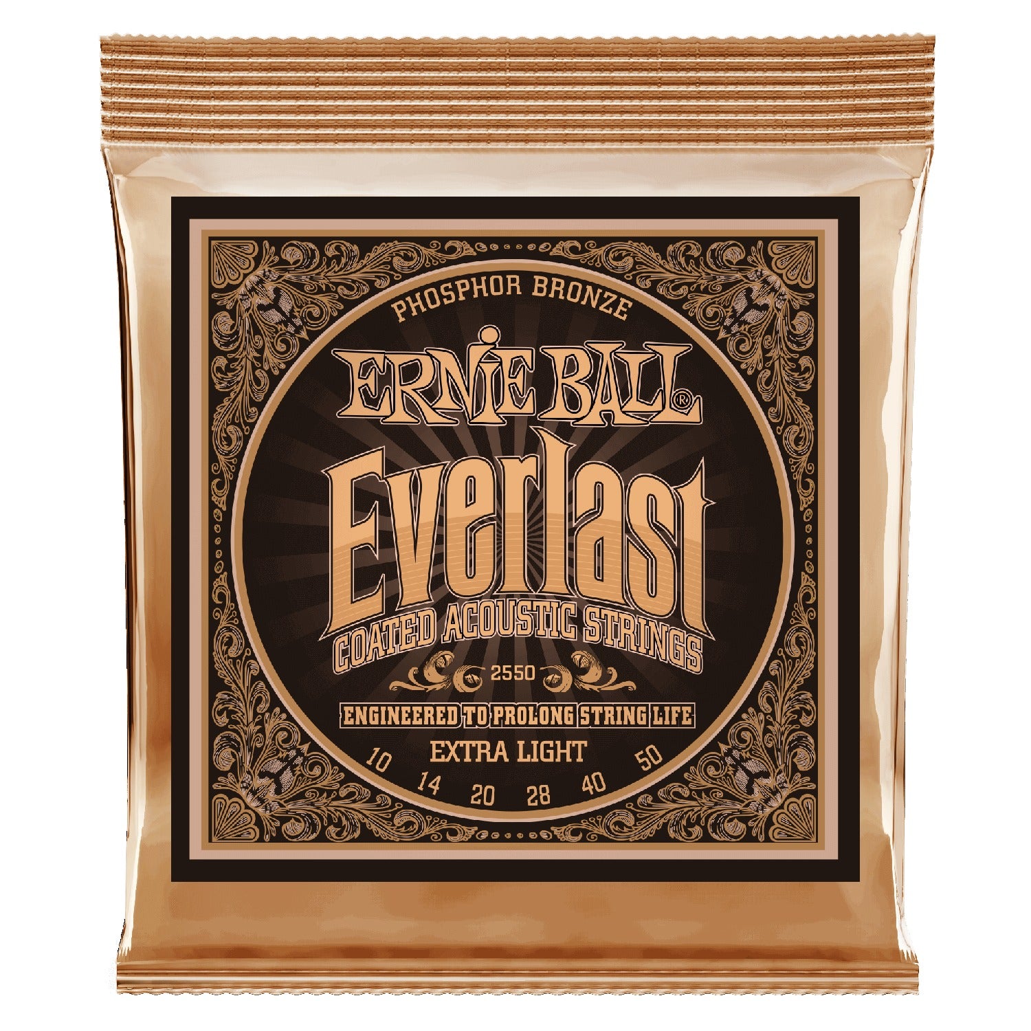 Ernie Ball Acoustic Guitar Strings Extra Light 10-50 Ernie Ball Everlast Coated Phosphor Bronze Acoustic Guitar Strings