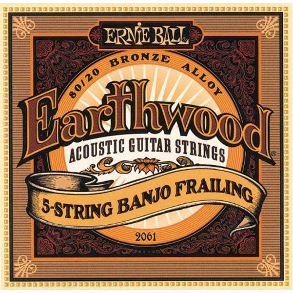 ernie ball banjo strings ernie ball 2061 earthwood 80/20 bronze 5-string banjo frailing strings