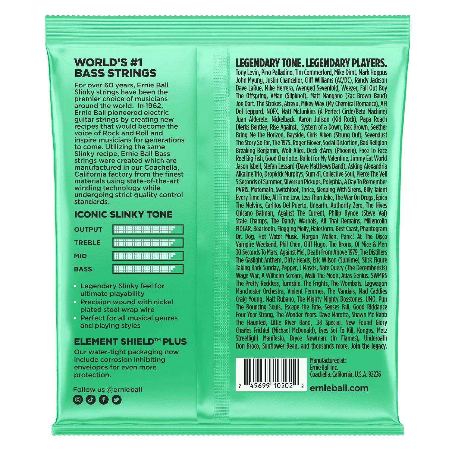 Ernie Ball Bass Guitar Strings .040-100 Ernie Ball Hyper Slinky Nickel Wound Electric Bass Guitar String
