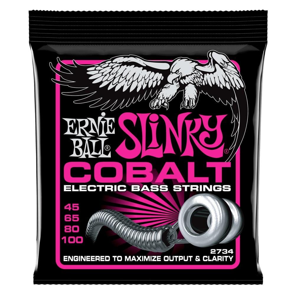 ernie ball bass guitar strings ernie ball 2734 super slinky cobalt electric bass guitar strings - 45-100 gauge