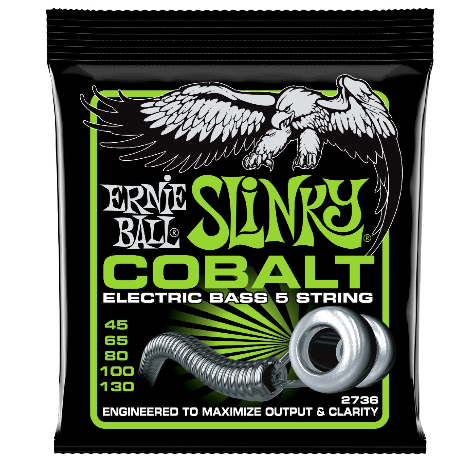 Ernie Ball Bass Guitar Strings Ernie Ball 2736 Slinky Cobalt 5 String Electric Bass Guitar String Set - 45-130 Gauge
