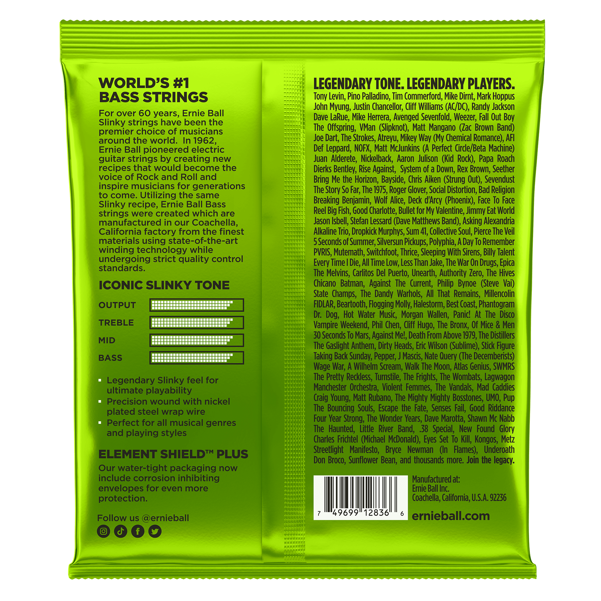 ernie ball bass guitar strings ernie ball 2836 regular slinky bass guitar strings, 5-string