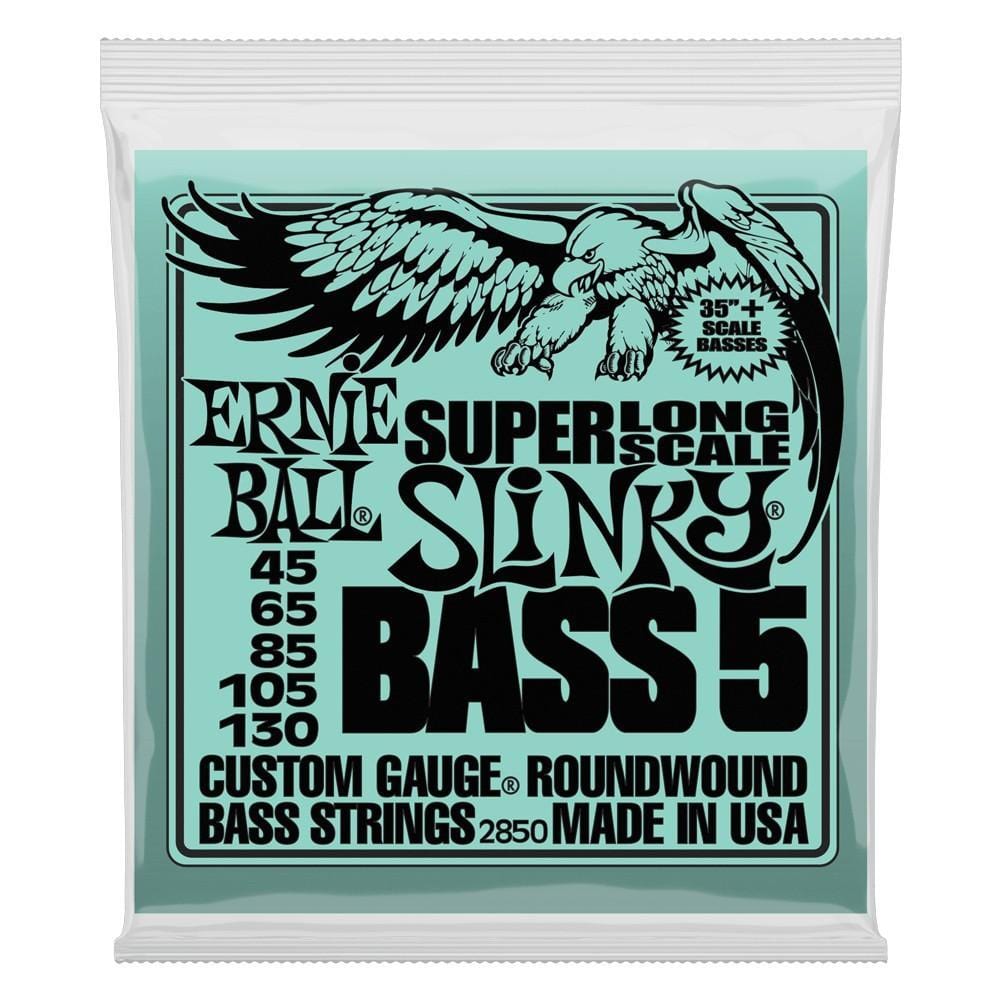 ernie ball bass guitar strings ernie ball 2850 bass 5 slinky super long scale bass guitar strings - 45-130 guage
