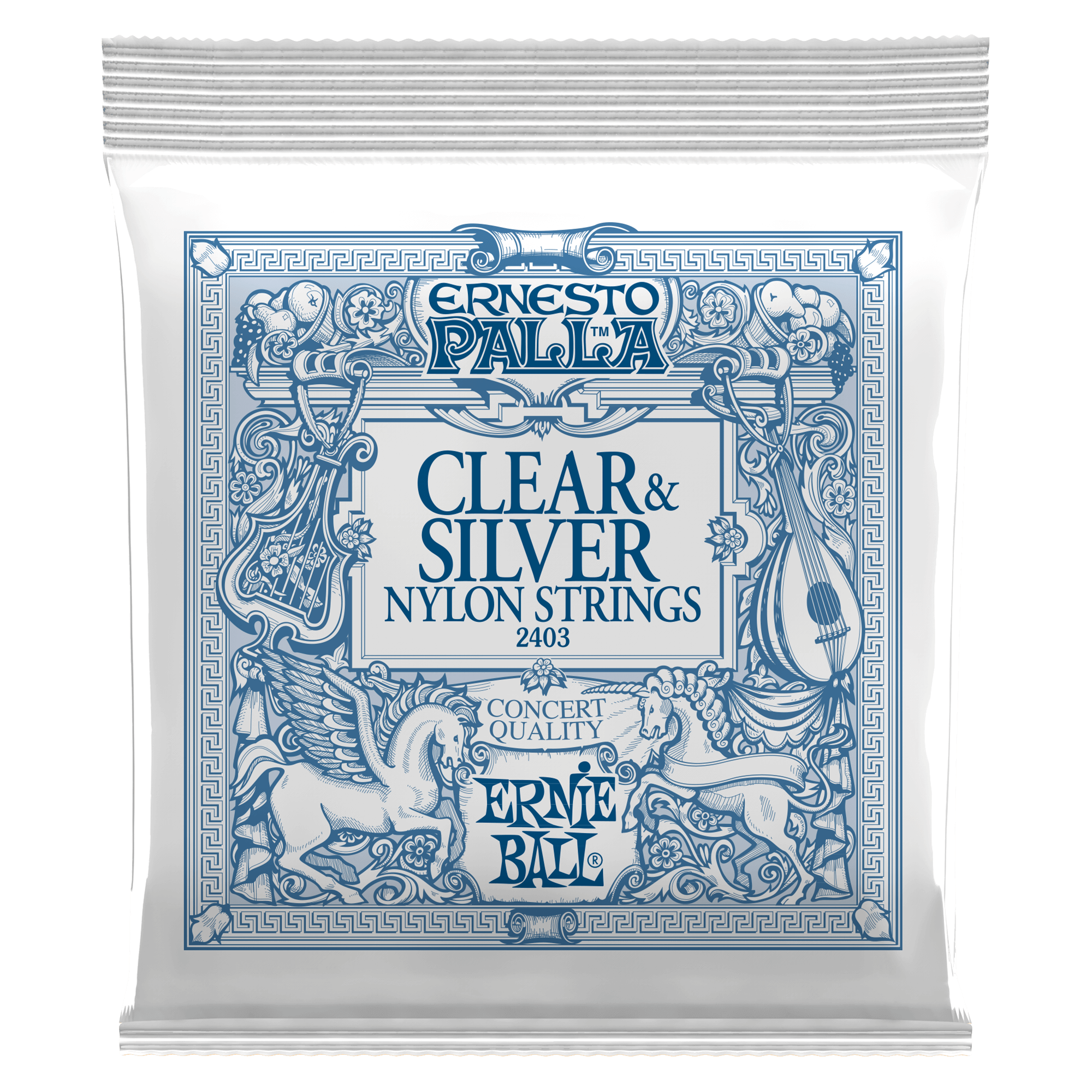 ernie ball classical guitar strings ernie ball ernesto palla nylon clear and silver classical tie on set