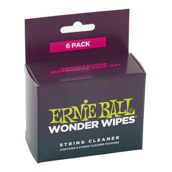 ernie ball cleaners and conditioners ernie ball 4277 wonder wipes string cleaner - pack of 6