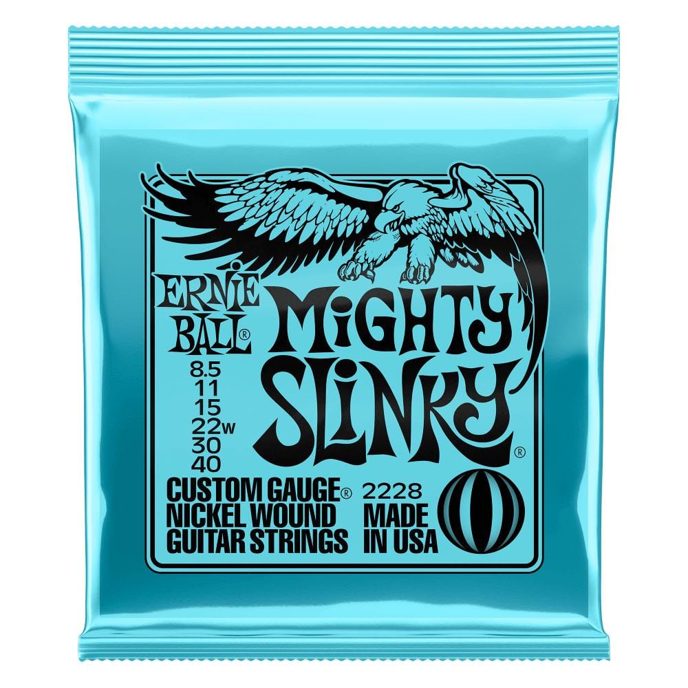 ernie ball electric guitar strings .0085 - .040 ernie ball 2228 mighty slinky nickel wound electric guitar strings 8.5-40 #gauge_.0085---.040