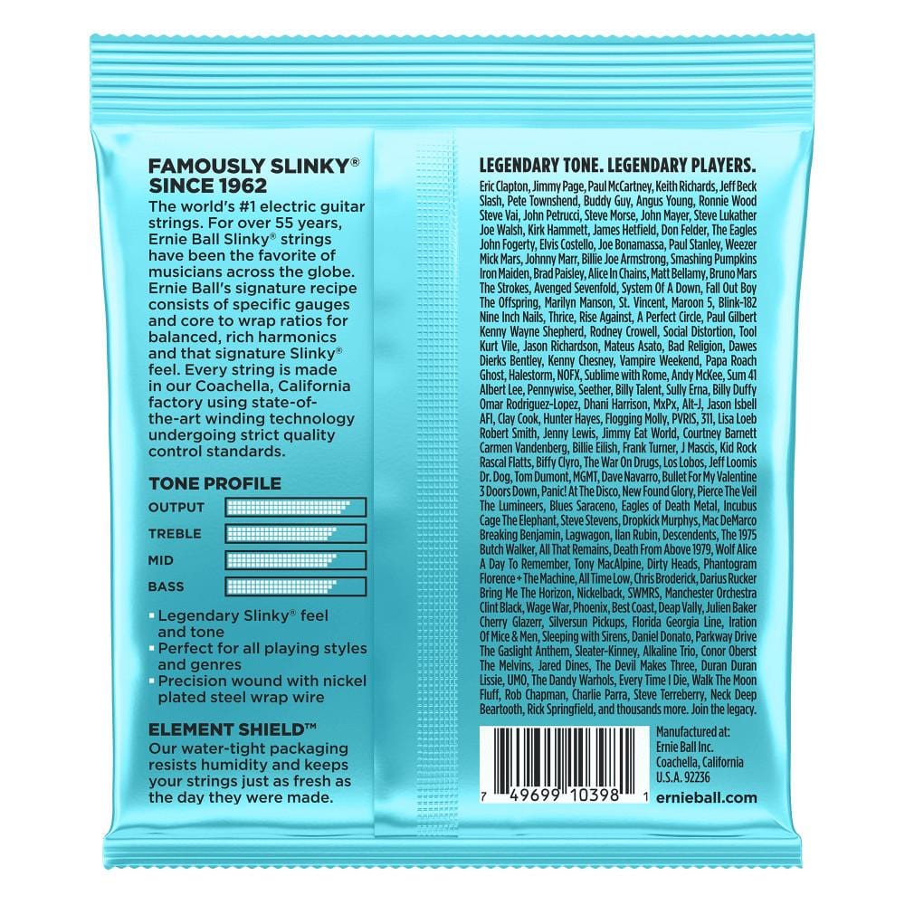 ernie ball electric guitar strings .0085 - .040 ernie ball 2228 mighty slinky nickel wound electric guitar strings 8.5-40